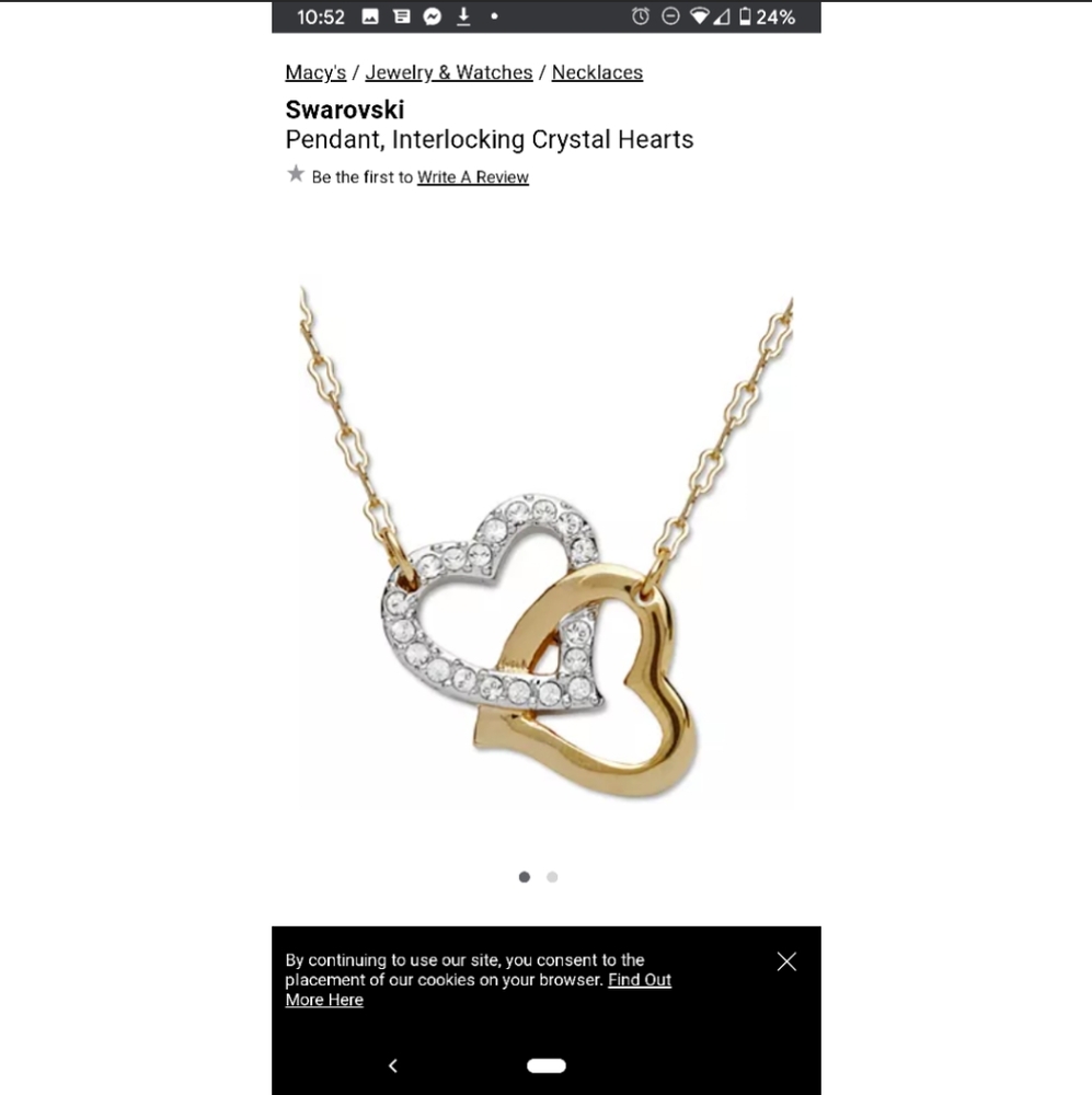 Swarovski Pendant, Interlocking Heart Necklace - image 1